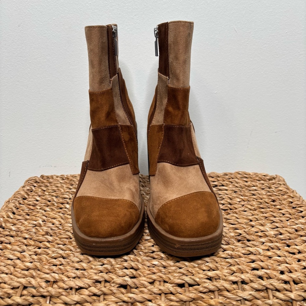 Universal Thread Patchwork Faux Suede Ankle Boots… - image 2